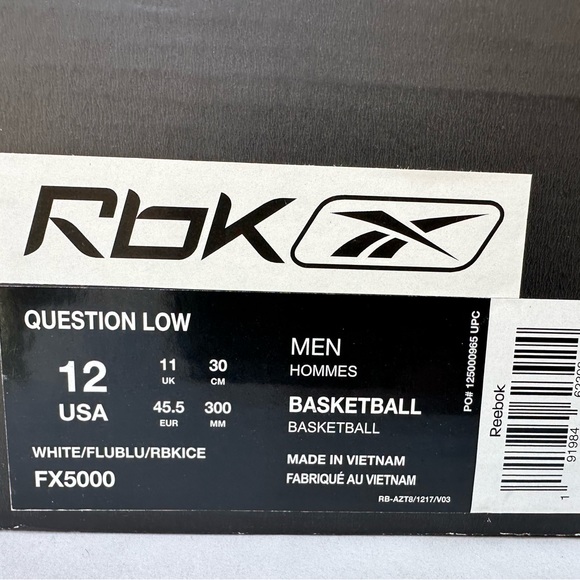 Reebok Iverson’s Question Low white/flublu/rbkice NWT - Picture 3 of 7